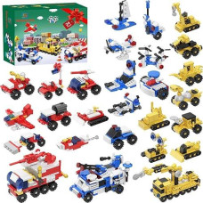 Party Favors For Kids - 24 Vehicles Mini Building Blocks Sets For Kids 6-12, Car Sets Block Kits For Goodie Bags Carnival Prizes Birthday Supplies