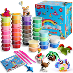 ESAND Air Dry clay, 36 colors Modeling clay Best gift for Kids, Ultra Light Magic Modeling clay with Modeling Tools and Project, No-Sticky and Non-Toxic
