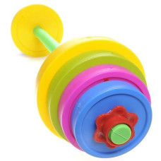 Cottontail Kids Large Adjustable Barbell Toy With Eight (8) Different Weight Plates Multicolor Unisex