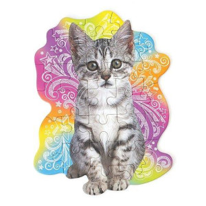 Playhouse Tabby Kitten 25-Piece Die-Cut Shaped Mini Puzzle For Kids