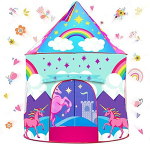 Usa Toyz Unicorn Pop Up Tent For Kids - Indoor And Outdoor Playhouse Unicorn Tent For Girls And Boys, Pink Princess Tent With Unicorn Headband And Kids Tent Storage Carry Bag