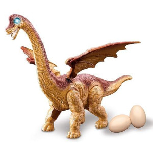 Powertrc Winged Brachiosaurus Dinosaur Toy | Walks | Sounds And Lights | Lays Eggs | Swings Tails And Flap Wings