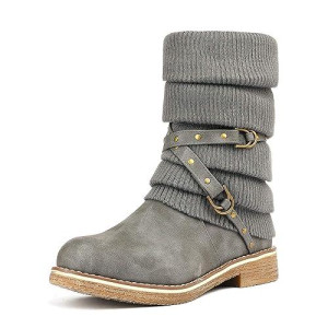 Dream Pairs Womens Oussie Grey Mid Calf Faux Fur Winter Boots Size 5 B(M) Us