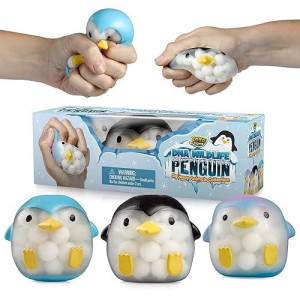 Dna Balls Penguin Stress Balls By Yoya Toys (3-Pack) - Stimulating, Calming Squishy Sensory And Fidget Toys For Kids And Adults - Ideal For Autism, Adhd, Fidgeting, And Breaking Bad Habits