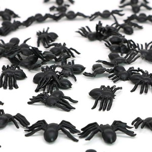 Skeleteen Realistic Spider Table Sprinkles - Fake Spiders For Decorations And Favors - 144 Pieces