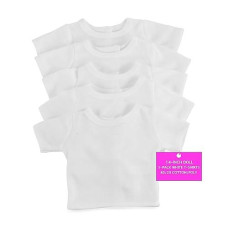 Emily Rose Clothes Clothing 14 Inch Doll 5-Pc Value Pack Plain Bright White T-Shirts Tees For Crafting Girl Kid Party Activity | Gift-Boxed! | Compatible With 14" Wellie Wishers Hard-Bodied Dolls