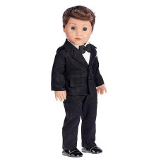 Tuxedo - 5 Piece Tuxedo Set - Clothes Fits 18 Inch Doll - Black Jacket, Pants, Belt, White Shirt And Dress Shoes (Dolls Not Included)