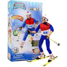 Click N' Play Cnp30602 Sports & Adventure Skiing 12"" Action Figure Play Set With Accessories, 12 Inches, Brown/A