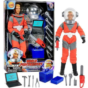 Click N' Play 12" Astronaut Action Figure Space Exploration Playset With Accessories | Birthday Gift, Science Kit, Nasa Inspired Space Toys For Kids Toddlers Girls And Boys