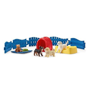 Schleich Farm World Puppy Pen 13-Piece Educational Playset For Kids Ages 3-8