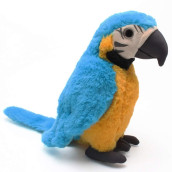 Levenkeness Macaw Parrot Plush, Blue Bird Stuffed Animal Plush Toy Doll Gifts For Kids 9.8"