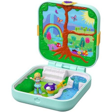 Pocket Hidden Hideouts Flutterrific Forest Compact With Fairy Forest-Themed Punch Out Paper Featuring 3 Hidden Reveals, 3 Accessories, 1 Micro Polly Doll & Sticker Sheet, Ages 4 And Older