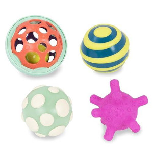 B. Toys- B. Baby- 4 Sensory Balls - Baby Toys - Developmental Play - Rubber Balls With Textures, Sounds, Lights - Ball-A-Baloos- 6 Months +