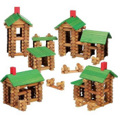 Sainsmart Jr. 450 Pcs Wooden Log Cabin Set Building House Toy For Toddlers, Classic Stem Construction Kit With Colorful Wood Logs Blocks For 3+ Years Old