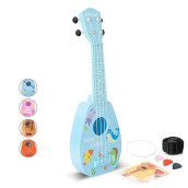 Yolopark 17 Kids Toy Guitar For Girls Boys, Mini Toddler Ukulele Guitar With 4 Strings Keep Tones Can Play For 3, 4, 5, 6, 7 Year Old Kids Musical Instruments Educational Toys For Beginner (Blue)