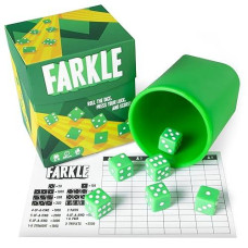 Farkle: The Family Dice Game | Fun Dice Game For Game Nights | 1 Cup & Dice | 1 Player Game & 75 Scorecard Bundle