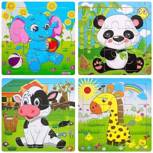 Wooden Jigsaw Puzzles Set For Kids Age 3-5 Year Old Animals Preschool Puzzles For Toddler Children Learning Educational Puzzles Toys For Boy And Girl