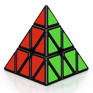 Roxenda Pyramid Speed Cube, 3X3X3 Qiming Pyramid Speed Cube Triangle Cube Puzzle Magic Cube (Black)