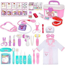 Gifts2U Toy Doctor Kit, 37 Pieces Kids Pretend Play Toys Dentist Medical Role Play Educational Toy Doctor Playset For Boys Ages 3-6