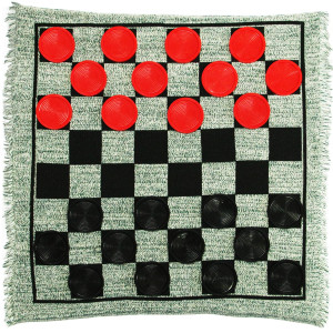 Lulu Home Jumbo Checkers, Giant 3-In-1 Checkers Game Rug Board Game Set, 2 Players