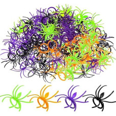 Boao 120 Pieces Spider Rings Plastic Cupcake Topper Halloween Party Favors (Multicolor)