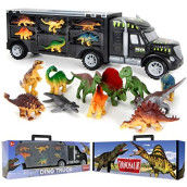 Dinosaur Truck Carrier - Dinosaur Toy For Boys, 12 Dinosaur Toys Playset - Toy Dinosaurs For Boys Age 3 & Up With More Dinosaur Figures, Dinosaur Trucks For Boys Toys Age 4-5, 6, 7 Years Old