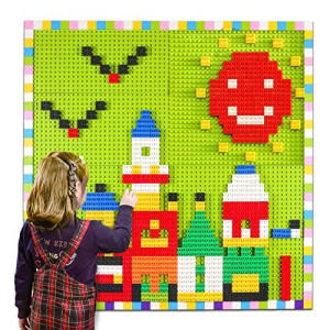 Build On Wall Or Table - Customize Building Block Wall, 8 Pack (10 X 20) Self Adhesive Building Base Plate, 440 Pcs Compatible With All Major Brand Brick - Fastest Easiest Diy Fun Wall And Desk
