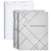 Juvale 2 Pack Meeting Notebooks for Work Organization, Office and Daily Notes, 80 Sheets, Spiral Bound Planner (85 x 11 In)