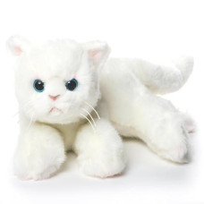 Bearington Collection Muffin Plush White Cat Stuffed Animal, 15 Inch