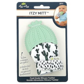 Itzy Ritzy Silicone Teething Mitt - Soothing Infant Teething Mitten With Adjustable Strap, Crinkle Sound & Textured Silicone To Soothe Sore & Swollen Gums - Baby Teething Toy For 3 Mos & Up, Cactus