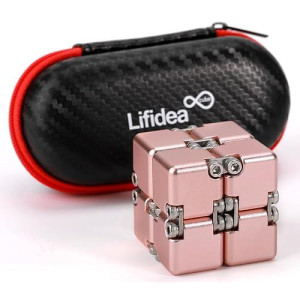 Lifidea New Version Aluminum Alloy Metal Infinity Cube Fidget Cube Handheld Fidget Toy Desk Toy With Cool Case Infinity Magic Cube Relieve Stress Anxiety Add Adhd Ocd For Kids And Adults (Pink)