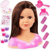 Bayer Design: Charlene Super Model Make Up Head, Brown Hairs, Brunette, Comes With Make-Up And Stickers, Styling Ideas Shown On Showbox, For Ages 3 And Up