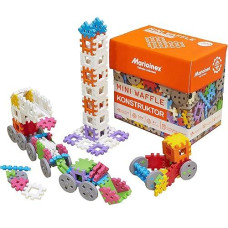 Mario-Inex Mini Waffle Block Construction Playset For Kids- Big Box- 300 Rainbow Interlocking Puzzle Pieces-Improves Fine Motor Skills- Stem/Steam Building Montessori Toys For Boys And Girls Ages 3+