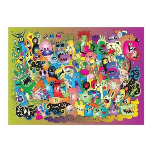 Bgraamiens Puzzle-Lovely Monsters-1000 Pieces Cute Cartoon Color Challenge Jigsaw Puzzles For Adults And Kids