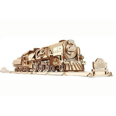 Ugears 3D Puzzles For Adults - V-Express Steam Train With Tender Idea- 3D Wooden Puzzle Model Kits For Adults And Teens Building Kit Wooden Model Kits