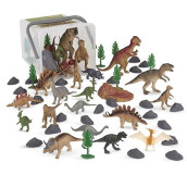 Terra By Battat - 60 Pcs Prehistoric World - Assorted Miniature Dinosaur Toys & Accessories For Kids 3+ - Collectible Plastic Dinosaur Figurines - Birthday Party Supplies & Decorations