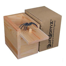 Funfamz The Original Spider Prank Box- Funny Wooden Box Toy Spider Prank, Hilarious Christmas, April Fool, Or Birthday Surprise Toy And Gag Gift Practical Joke Bromas Kit
