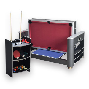 Triple Threat 6-Ft 3-In-1 Multi Game Table With Billiards Air Hockey And Table Tennis