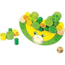 Small Foot Wooden Toys Stacking Frog Balancing Game With Dice Move It! Designed For Children Ages 3+