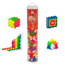 Plus Plus - Open Play Tube - 240 Piece Neon Color Mix - Construction Building Stem | Steam Toy, Interlocking Mini Puzzle Blocks For Kids