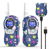 Qniglo Walkie Talkies for Kids Rechargeable with Li-ion Battey, Long Range Kids Walkie Talkies 2 Pack, Toys Walkie Talkie for Girls, Boys, Birthday Halloween Xmas Gifts, Outdoor Camping
