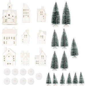 Mark Feldstein & Associates Winter Village Led Tea Light 31 Piece Porcelain Tabletop Christmas Figurine Boxed Set