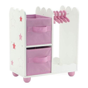Emily Rose 14 Inch Doll Pink 14 Doll Clothes Storage Armoire Closet - Star, Includes 5 Doll Clothing Hangers | Wardrobe Fits 14-15 Doll Clothes