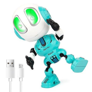 Sopu Stocking Stuffers For Kids Men Women, Rechargeable Robot Toys, Mini Talking Robot With Repeats Waht You Say, Led Lights And Cool Sounds Interactive Toy Xmax Gifts For Kids Adults (Blue)