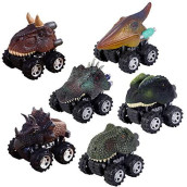 Pull Back Dinosaur Cars Set Of 6, Dino Cars Toys With Big Tire Wheel For 3-14 Year Old Boys Girls Creative Gifts For Kids.