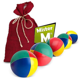Mister M | 3 Juggling Balls In Red Jute Bag | Easy To Catch | Waterproof Covering And Eco-Friendly Padding | Suitable For Beginners And Experts | With App And Online Video Tutorial