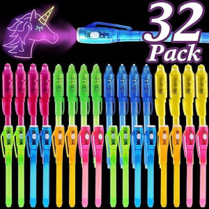 32 Pack Christmas Invisible Ink Pen With Uv Black Light Secret Spy Pens Magic Disappearing Ink Markers School Classroom Supplies Kids Party Favors Xmas Gift For Boys Girls Stocking Stuffers (2 Style)
