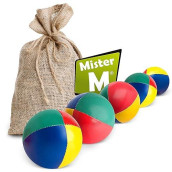 Mister M | 3 Juggling Balls In Beige Jute Bag | Easy To Grip | Waterproof Coating And Eco-Friendly Padding | Suitable For Beginners And Professionals | With App And Online Video Tutorial