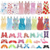 Upins 16 Pack Doll Clothes Accessory Party Grown Clothes Outfit And 20 Pairs Doll Shoes Compatible With Doll
