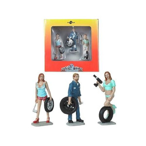 Michele, Meg And Gary Tire Brigade 3 Piece Figurine Set 1/24 By Motorhead Miniatures Mh775